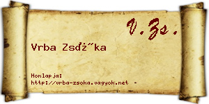 Vrba Zsóka névjegykártya